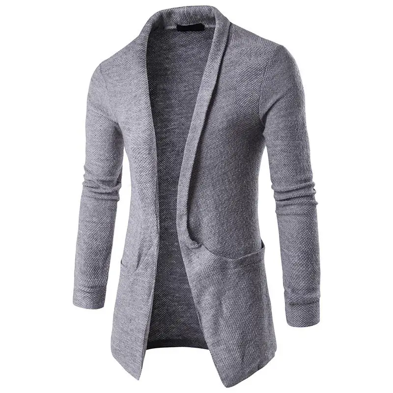 2018 новые модные однотонные Для мужчин вязаный кардиган Топы с длинным рукавом Повседневное Slim Fit свитер куртка пальто на осень и зимние