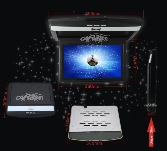 CARAVAN-NEW-9-inch-Super-Slim-HD-LED-Flip-Down-Monitor-Auto-Overhead-16-9-Wide