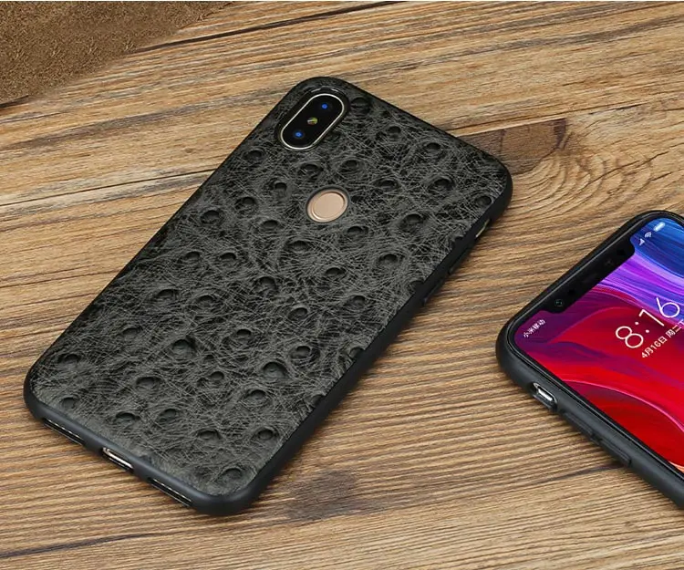 Чехол из натуральной кожи с узором страуса для Xiaomi mi 8 8SE 9se A2 mi x 2S mi 6 max 3 Red mi Note 7 pro защита от падения - Цвет: gray