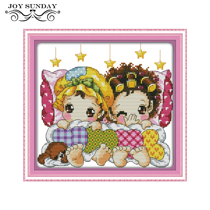 

Joy Sunday Sleeping Cross Stitch Stamped Kits 11CT 14CT DIY Handwork Counted Printed DMC Chinese Embroidery Kits Needlework Sets