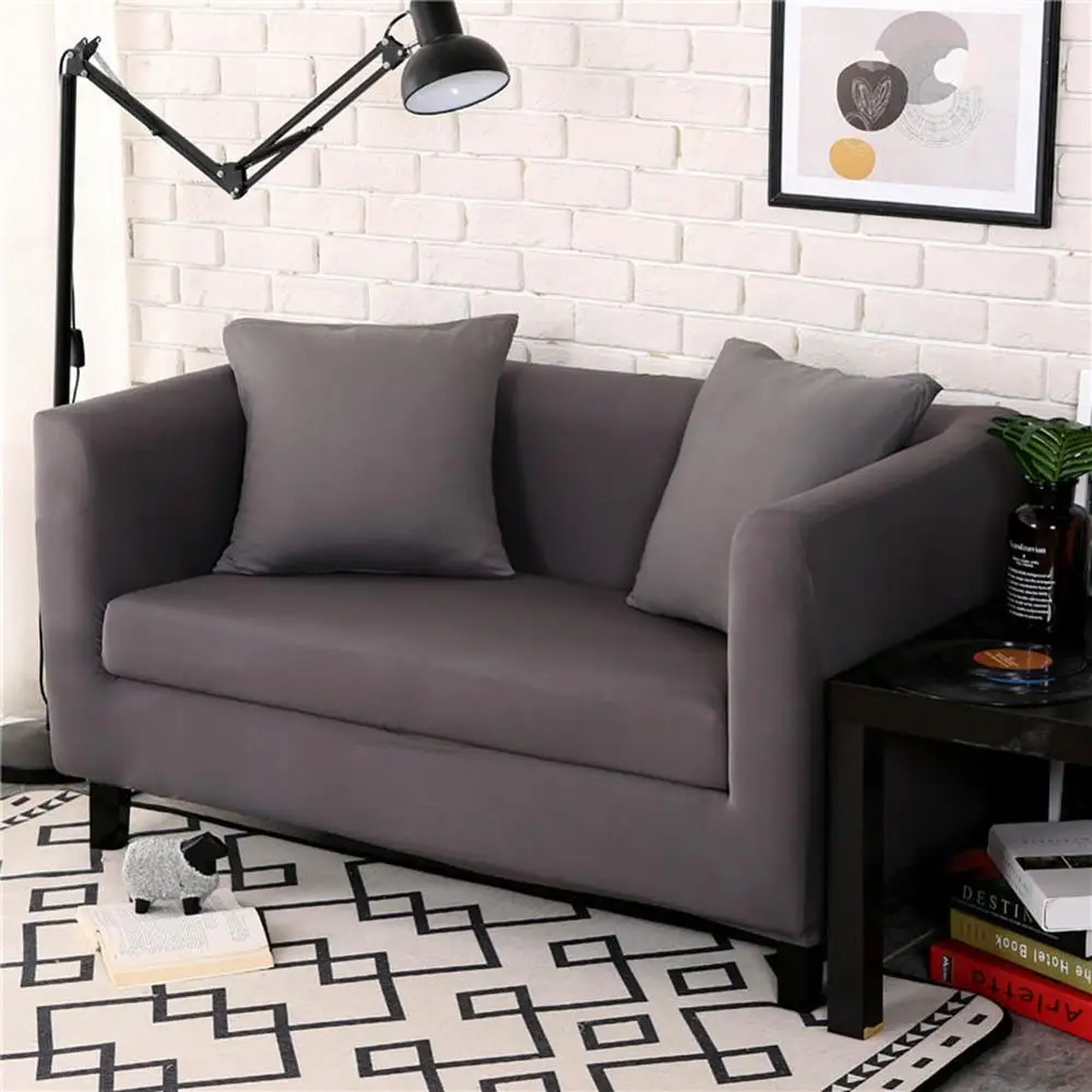 Meijuner Sofa Cover сплошной цвет эластичный чехол нескользящий тканевый диван-Чехол Набор все включено Пылезащитный для гостиной отеля - Цвет: Grey