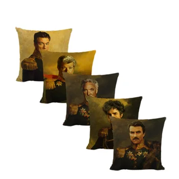 

Promotional Oil Painting Pillowcase Characters Military uniform Medal Cloak Christian Home Office Couch Decorate Cushion Cover