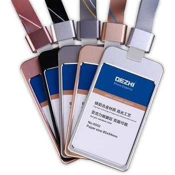 

Luxury Metal Material Business Card Holder,Credit ID Card Badge Holder With Exquisite Lanyard Logo Custom,Office Supplies XP02