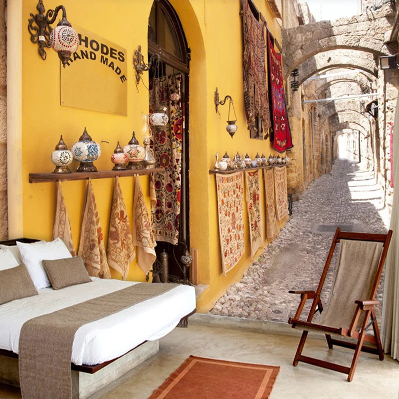 Free Shipping 3D Wallpaper Romantic Country Street Murals Spatial