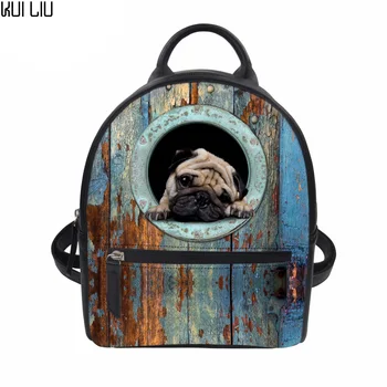 

Customized Fashion Women Backpack PU Leather Backpacks Teenage Girls School Bagpack Cute Pug Dog Cat Shoulder Bag Beach Bag New