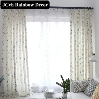 

JCyh Linen Bird Blackout Curtains For Living Room The Bedroom Modern Blinds Window Curtains Decorative Printed Cortinas 1 Panels