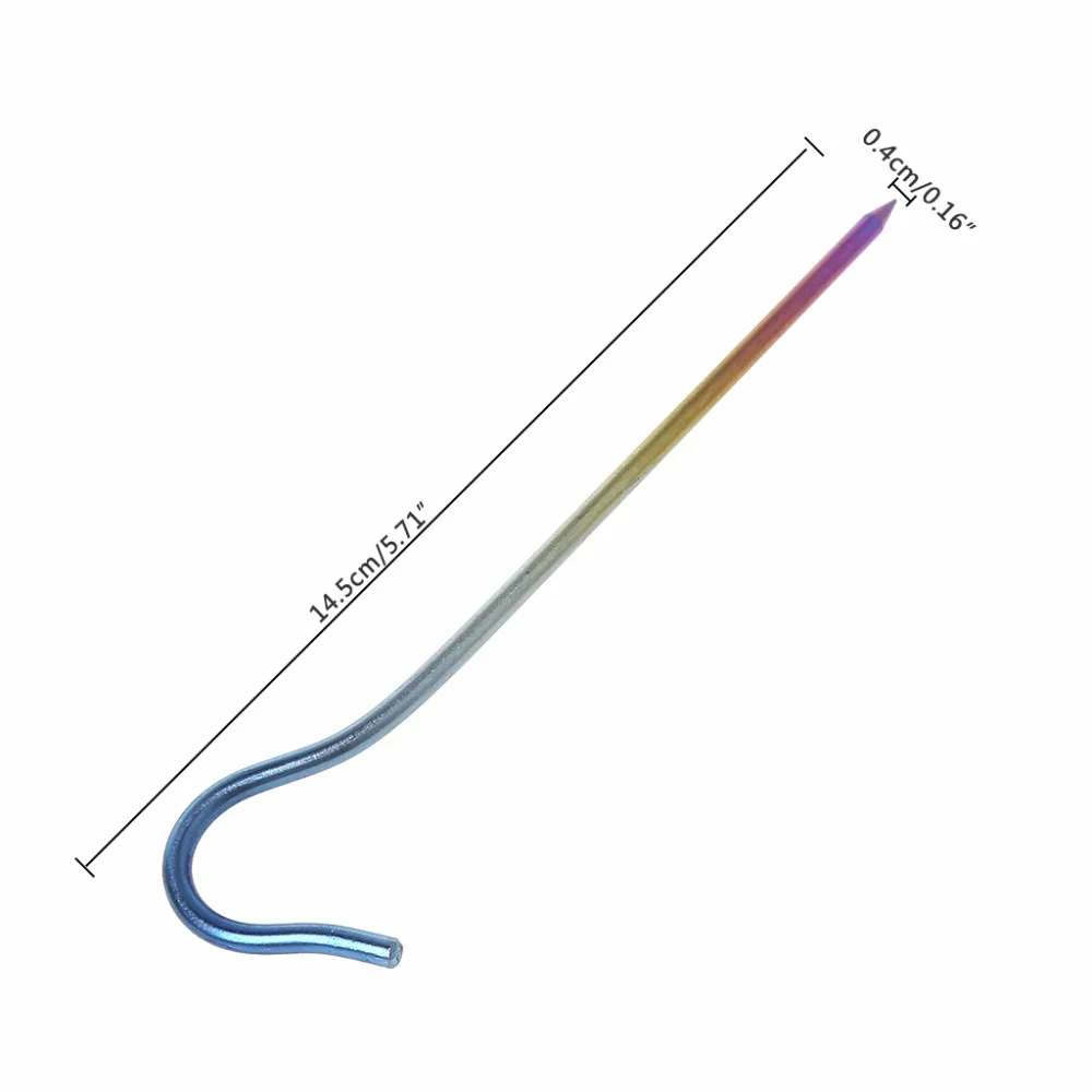 4 мм из титана для палатки Peg открытый кемпинг ветрозащитный трос гвоздь земли Кол крючок с изгибом