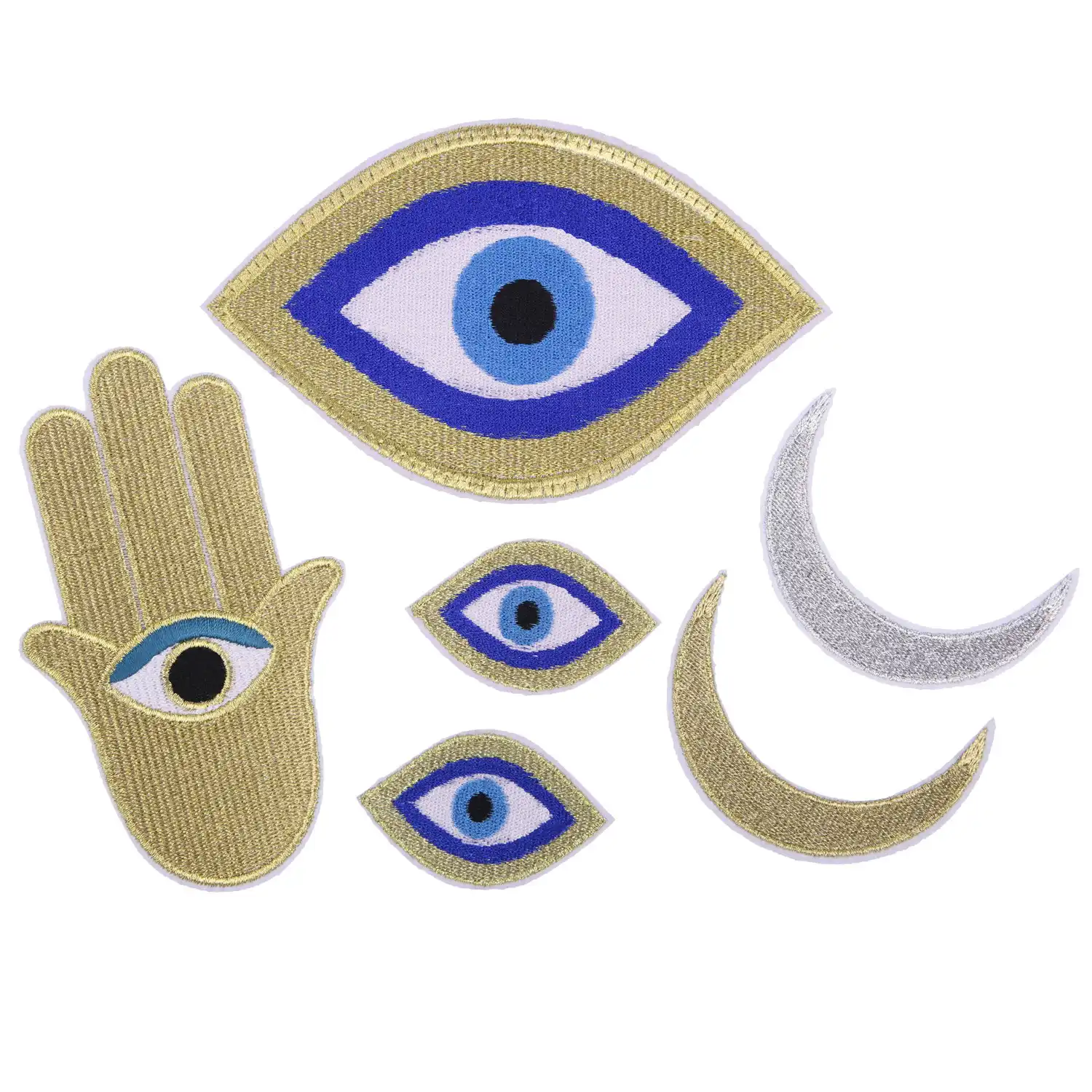 رقع ملابس يد فاطمة الذهبية لشهر رمضان تطريز يدوي شارات ملابس القمر الفضية Patches Aliexpress