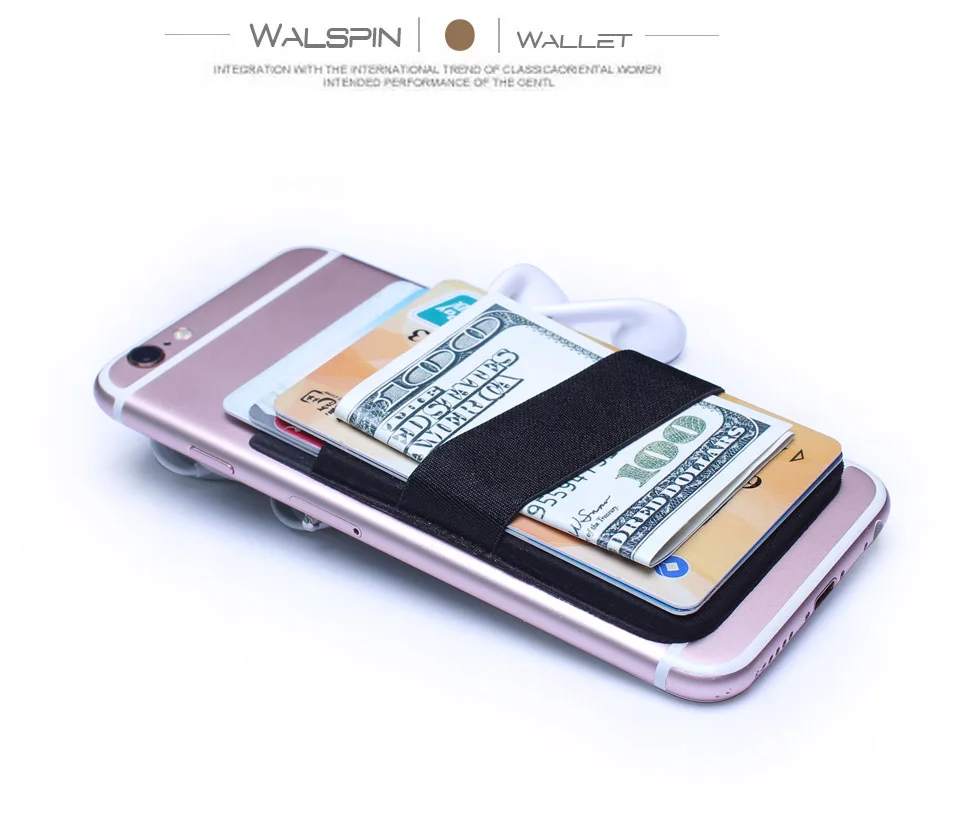 Эластичная лайкра тонкий кошелек чехол Кредитная карта ID упругая веревка, держатель для карт, держится на кармане на клейкую ленту 3м сотового телефона с автоспуском кошелек Time крышка