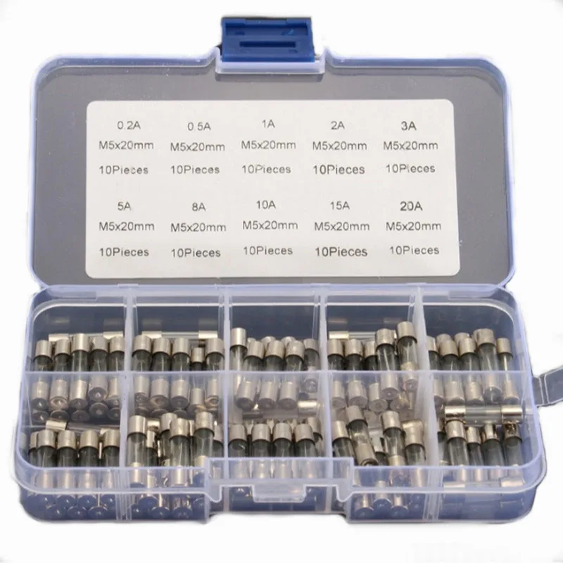 

100Pcs/Set 5x20mm Quick Blow Tube Assorted Kits Fast-blow Glass Fuses