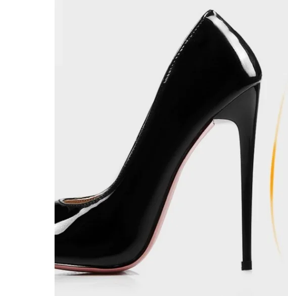 Ladies super high heel shoes sexy pointed toe pumps stiletto mujer high quality 12cm heels plus size 9 15 16 black red Ephemeral