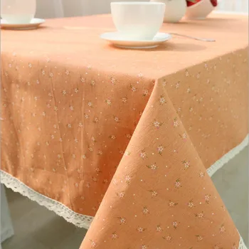 

Pastoral Style Cotton Linen Tablecloths Floral Printing Lace Washable and Splashproof Rectangle Table Covers for Everyday Use