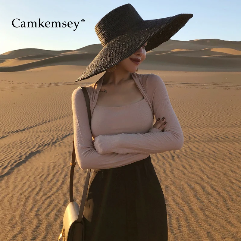 CamKemsey модный квадратный воротник женские уличные трикотажные рубашки 2019 новые весенние осенние с длинным рукавом Женские повседневные