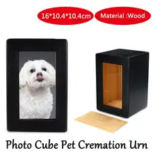 10,4x10,4x16 см деревянный фото куб ПЭТ Кремация черная урна ПЭТ памятный сувенир урна для домашних животных Картина пепел