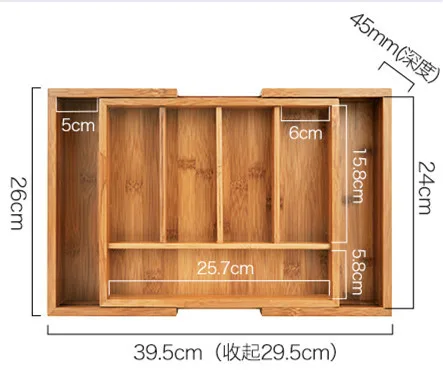 Бамбуковый Регулируемый ящик для хранения мелочей, эко деревянный офисный Органайзер, многоцелевой домашний декор, ящик, кухонные держатели для посуды