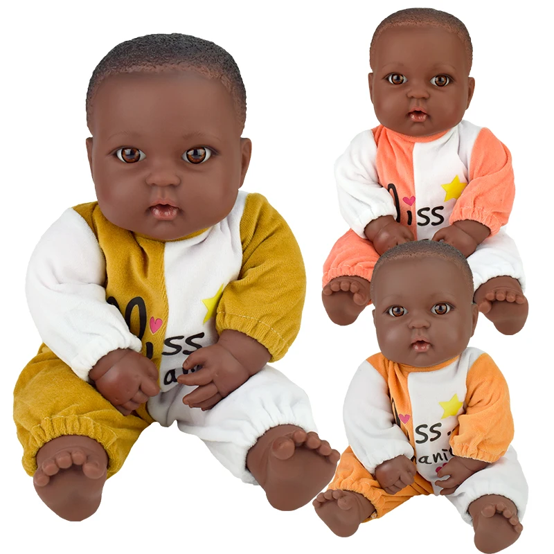 

black African skin ! baby dolls lol reborn cotton vinyl 40cm 16inch African poupee boneca elf soft toy girl kid present gift