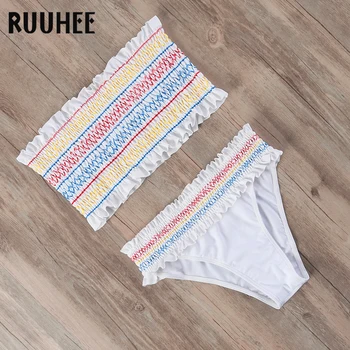 

RUUHEE Bikini Women Swimwear Swimsuit 2019 Ruffle Bandage Bikini Set Push Up Bathing Suit Women Summer Female Beach Wear Biquini