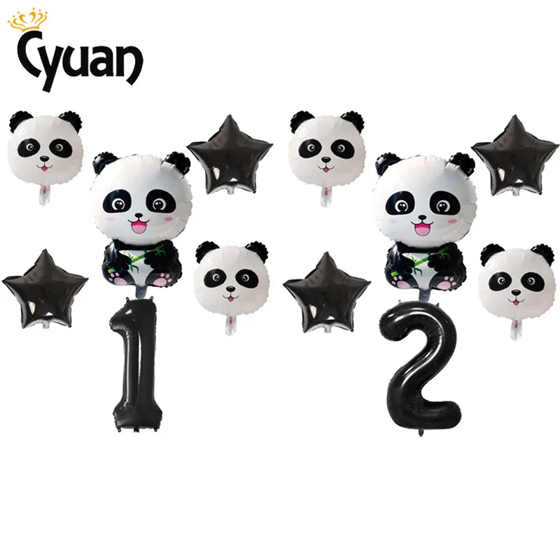 

Panda Party Supplies 1 Year Birthday Decorations Boy Baby Show Party Black Foil Number Balloon Jungle Party Kids Toys