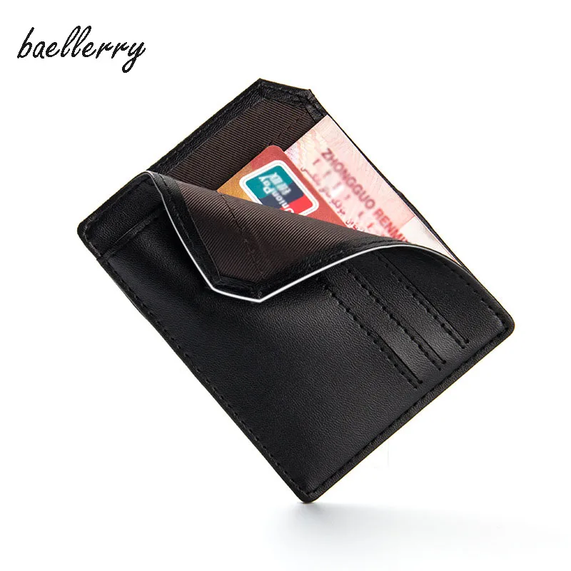 Baellerry Super Thin Mini Wallet Men Black Coffee Solid Driver License
