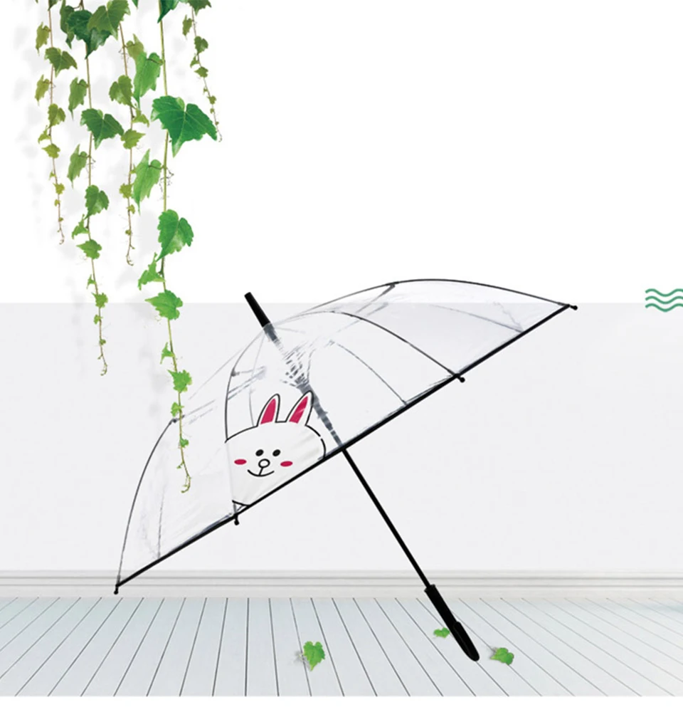 Yesello, прозрачный длинный зонтик с медведем, женский, сильный, ветрозащитный, полуавтоматический, длинный зонтик, ветрозащитный, с длинной ручкой, Мужской зонтик