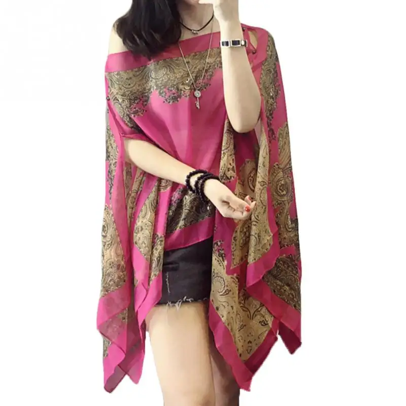 

Autumn Mixed Color Scarf Shawl Poncho Sunscreen Scarf Women Sun Protection Shawl Soft Beach Shawl Bikini Cover Comfortable