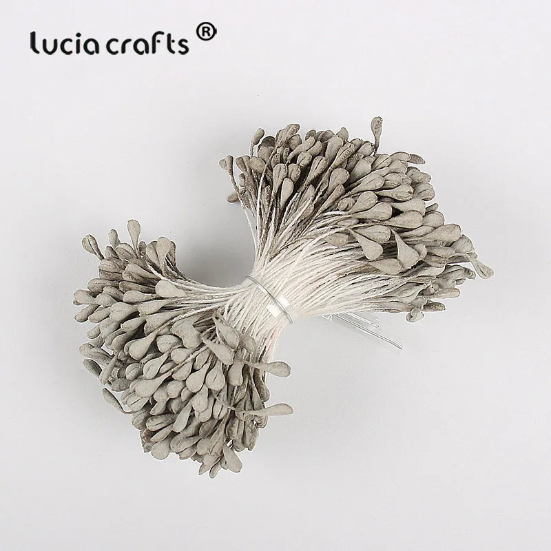 Lucia crafts 330 шт 3 мм Высокое качество матовый двойной цветок с головками stamen pistil украшения торта ремесло DIY C1202 - Цвет: Color 11 Grey