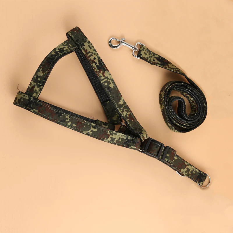Fengpei Collar Leash For Big Dogs Pets ejercito Leash Camouflage Green mascotas Harness for dogs accesorios para perros grandes 1