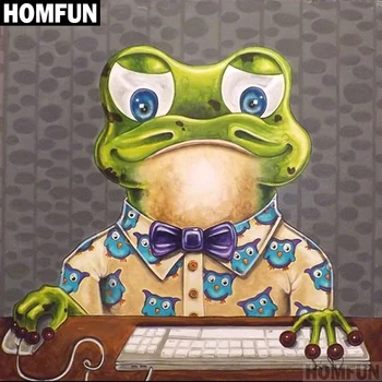 

HOMFUN Full Square/Round Drill 5D DIY Diamond Painting "Frog computer" 3D Embroidery Cross Stitch 5D Home Decor Gift A00612