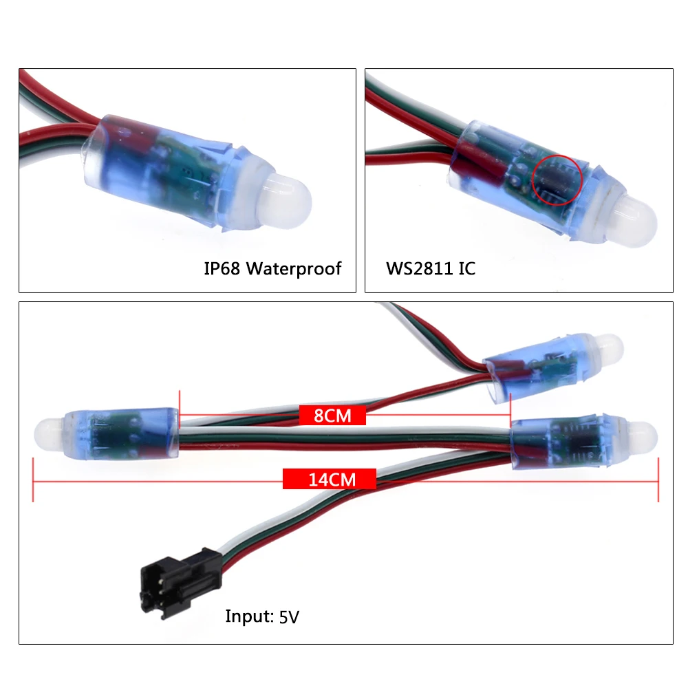 DC5V WS2811 полный Цвет светодиодный модуль пикселей RGB USB строку света 9Key музыка контроллер комплект праздник освещения 50 Pixels/Piece