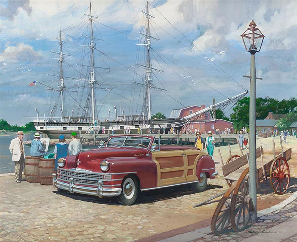 More cars earlier. Harry Anderson художник картины. Ретро автомобили в живописи.