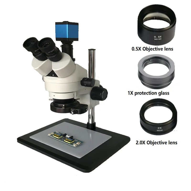 

phone repair tools industrial 13MP HDMI VGA Digital microscope camera 3.5X-90X Trinocular stereo microscope 144 SMD LED light