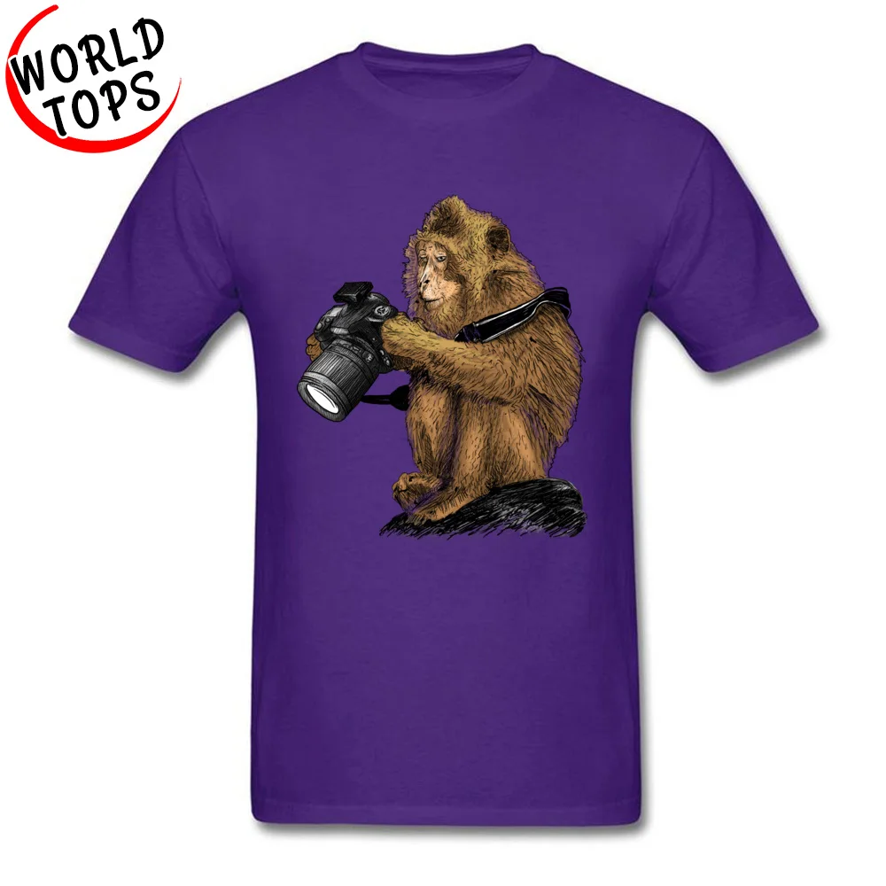 Casual Top T-shirts Dominant Crewneck monkey photographer Cotton Mens Tops Tees Custom Short Sleeve Tee Shirt Top Quality monkey photographer purple