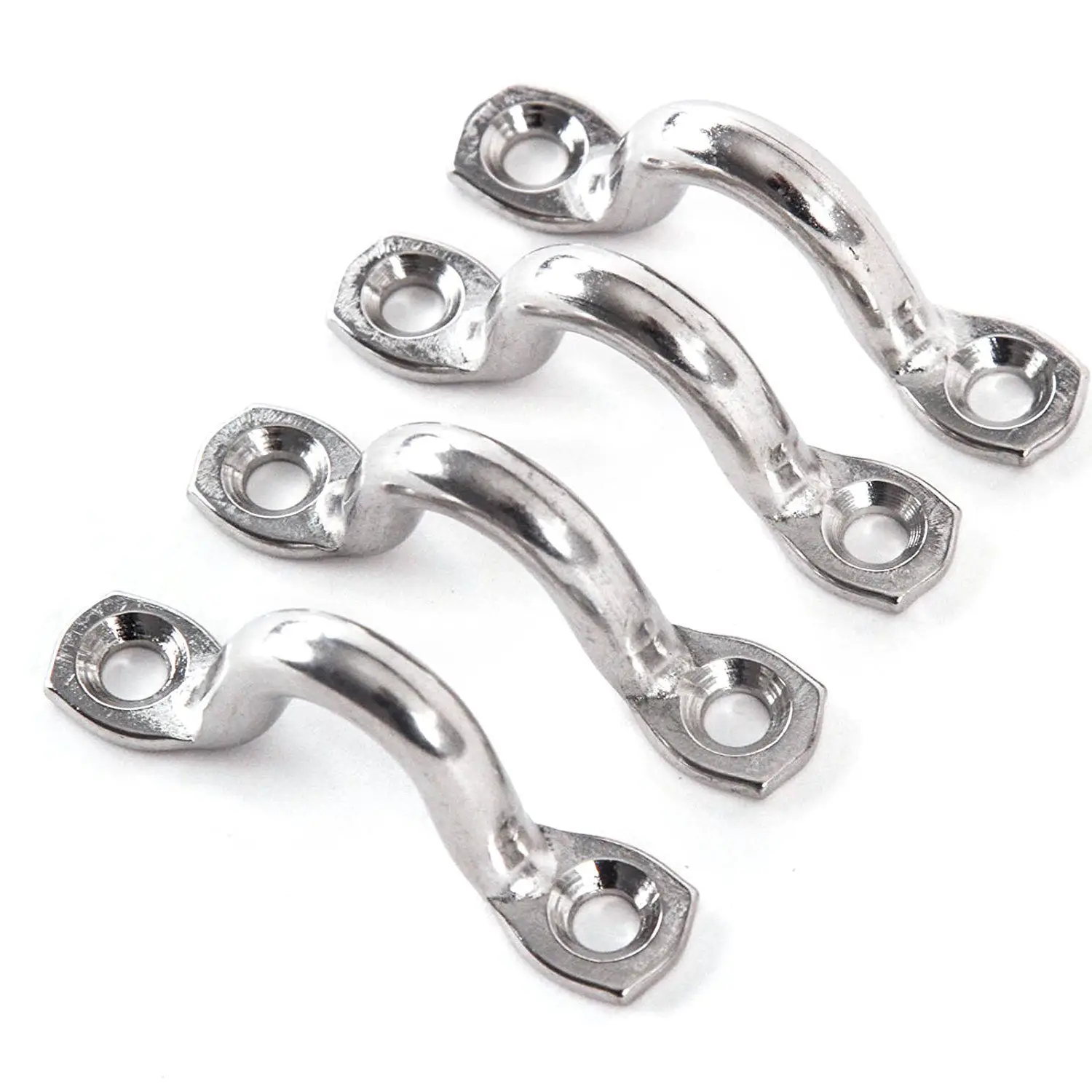 4 304 Stainless Steel Oblong Pad Eye Straps Wire Plate Bimini Staple