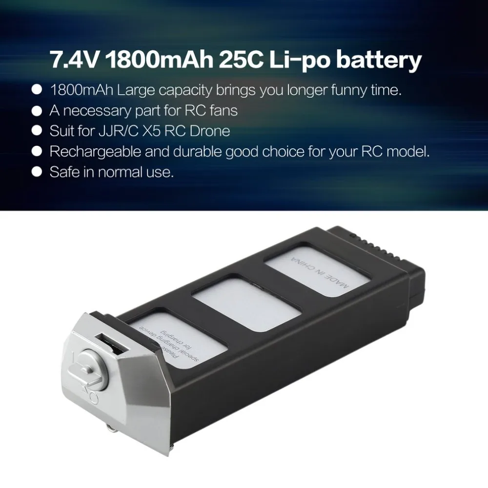 

JJR/C 7.4V1800mAh 25C 2S Li-po Rechargeable Battery Spare Parts Accessories for JJR/C X5 RC Drone Quadcopter Aircraft UAV