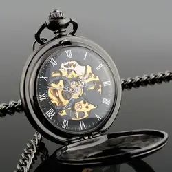 Модная мужская ручная намотка Механические карманные часы из сплава Механические карманные часы полые в стиле панк