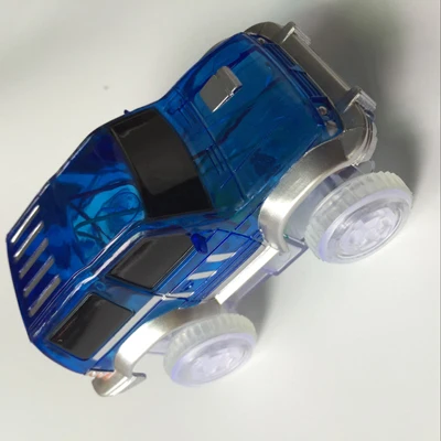 Волшебная светящаяся дорожка Гоночная машина с цветными огнями DIY пластиковая гоночная дорожка светящаяся в темноте творческие подарки игрушки для детей - Цвет: 3LED Blue Car