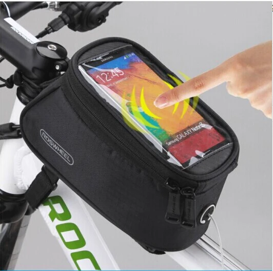 ROSWHEEL 4," /4,8"/5," велосипедная Рама для велосипедных велосипедов, водонепроницаемые сенсорные панели, мобильный телефон, сумка - Цвет: Black M
