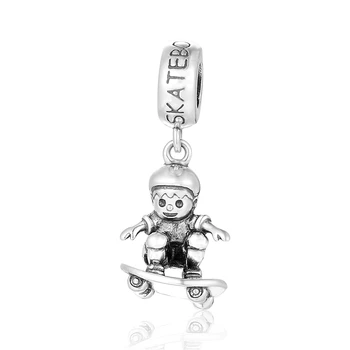 

TOP Selling 925 Sterling Silver Brave Skateboard Movement Beads Fits Brand Charms Bracelet European Style Women DIY Jewelry