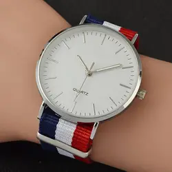 2018 Новые повседневные и модные кварцевые часы с разноцветной нейлоновой тканью ремешок для часов наручные часы простые дизайнерские
