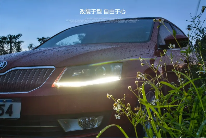 Автомобильный Стайлинг для Skoda Octavia фара в сборе светодиодный DRL Объектив двойной луч H7 с hid комплект 2 шт