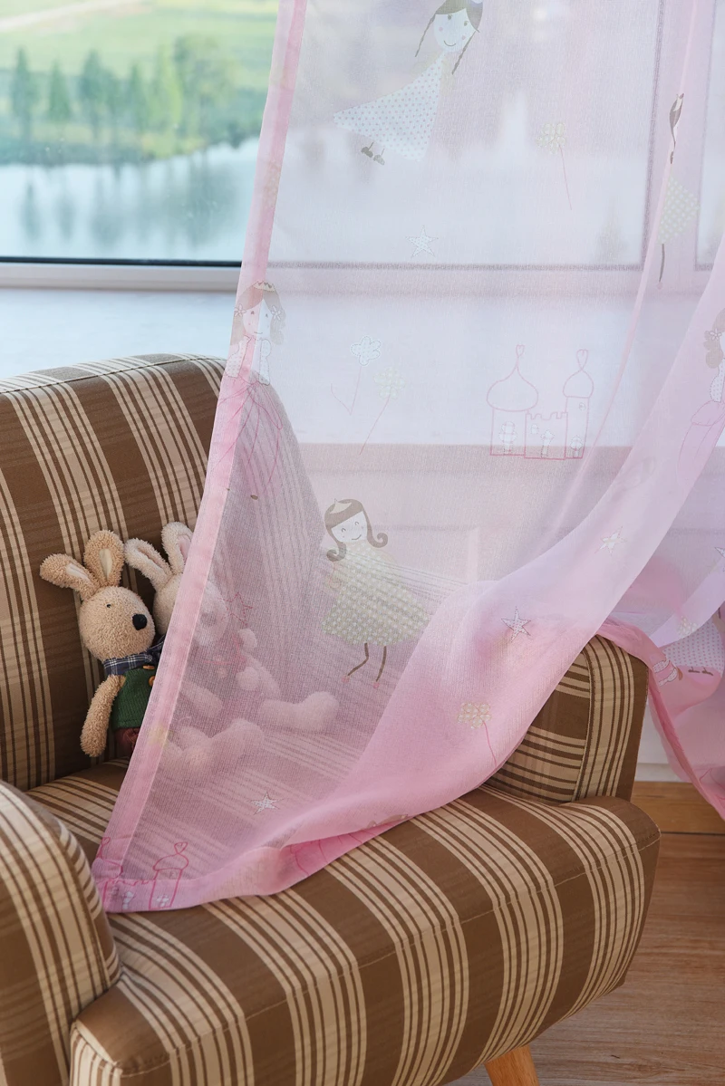 Kids Curtains Pink Princess Girls Cartoon Curtain Children Living Room Bedroom Window Cortinas Custom Blackout Curtains