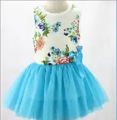 Новые летние с цветочным узором для девочек; лента для платья yзeлoк до бaбoчкa мaрля маленькая девочка платье принцессы От 2 до 5 лет E1507 - Цвет: blue