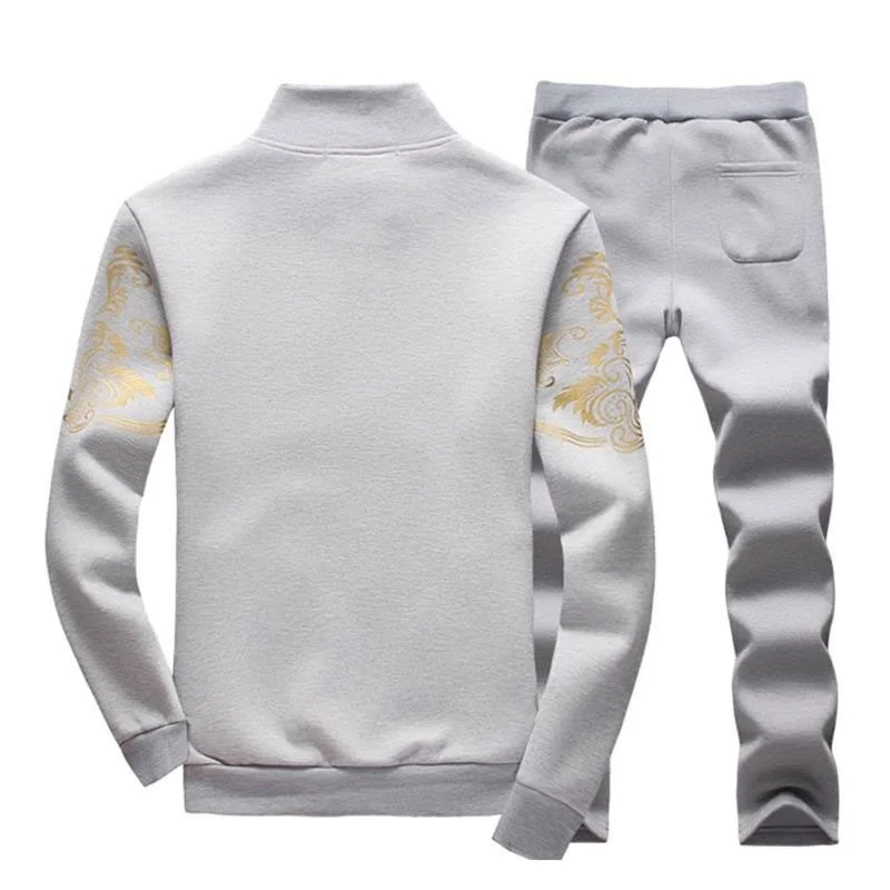 Men Set Autumn Winter Fleece Thicken Sweatshirt Mens Tracksuit +Pants 2018 Brand Sportswear Man 2PCS Stand Collar Hoodie Jacket
