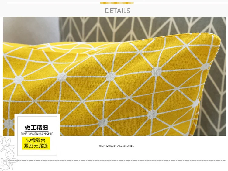 1 шт., наволочка для подушки в скандинавском стиле с геометрическим рисунком, льняная хлопковая наволочка для подушки, желтый, серый, домашний диван, Декор, 60x60 см
