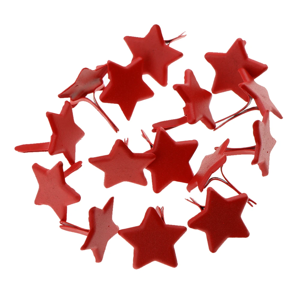 100pcs Red Star Shape Metal Brads Paper Fastener for Scrapbooking Craft 14mm 