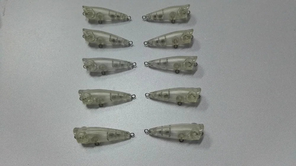 10pcs Unpainted Popperbaits Fishing Blank Lure Bodies 2 Inch 1/8 OZ