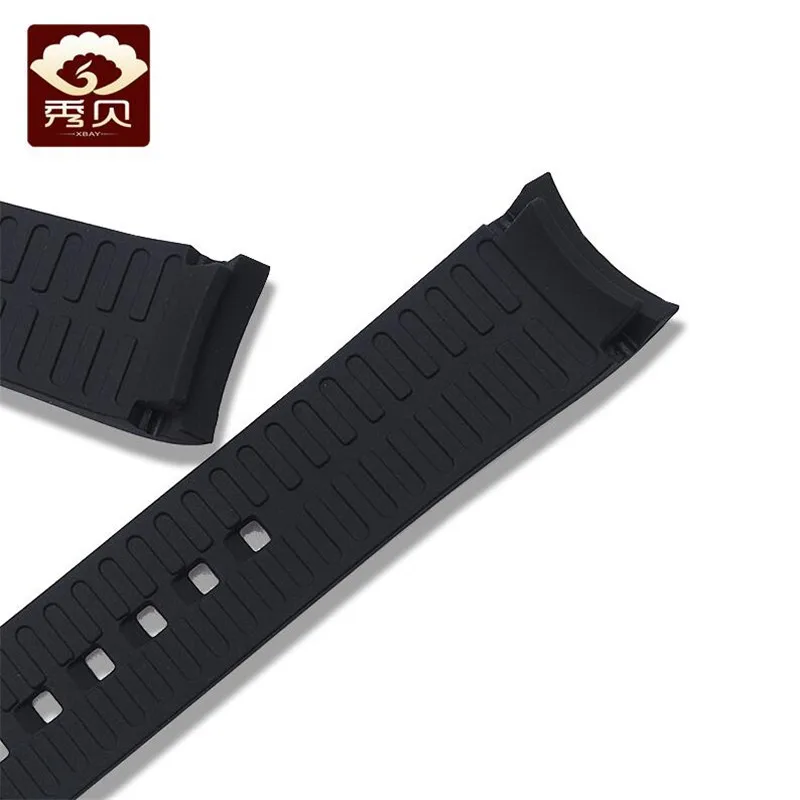 Прочный силикон ремешок черный изогнутый конец ремень, булавка, пряжка 18 мм 20 мм 22 мм для Casio часы Citizen бесплатные инструменты