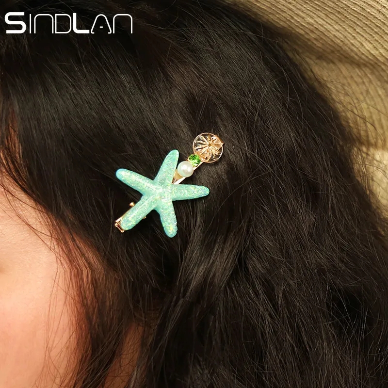 Sindlan Cute Starfish Hair Clips For Girls Hair Pins With Pearl