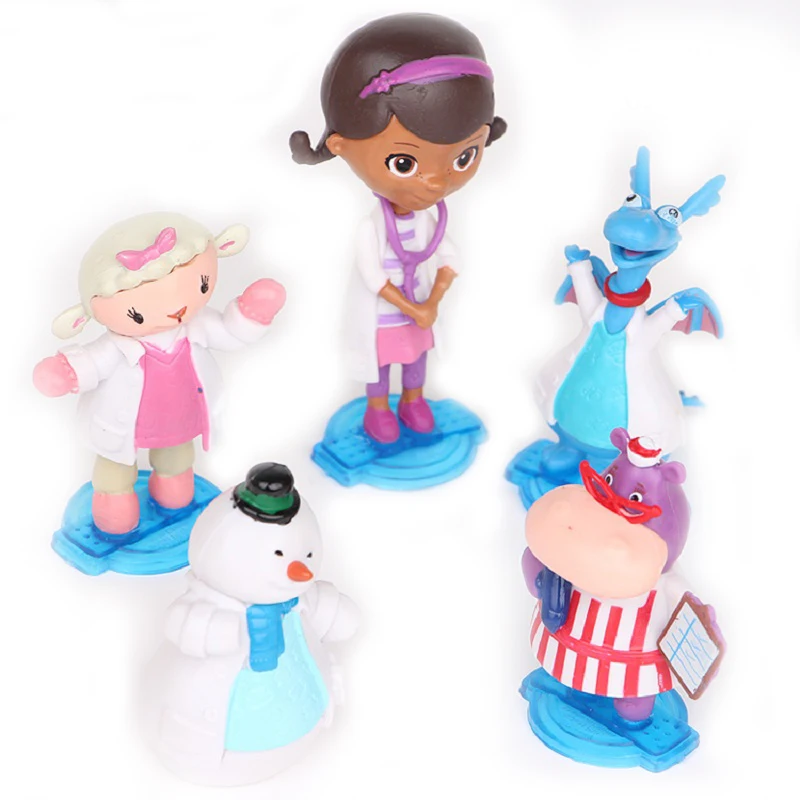 Skyleshine 5 шт./лот Doc McStuffins Клиника Doc Girl Lambie ягненок Дракон Снеговик Бегемот Набор фигурок Gir игрушка S6262