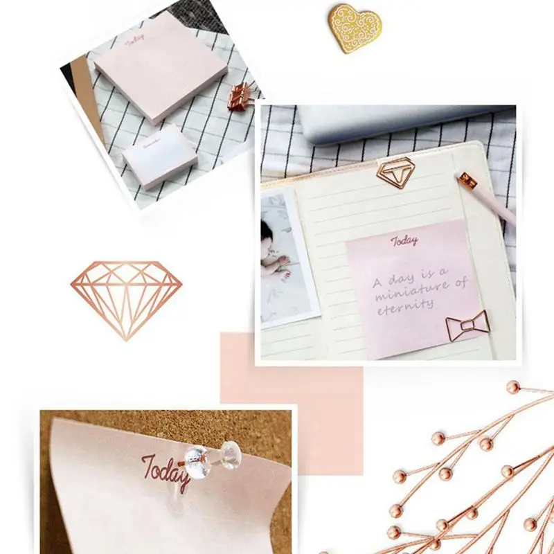 Rose Gold Memo Pad Set Cute Post Sticky Notes Notepads Set Fashion Creative Gift Office Accessories Stationery Store